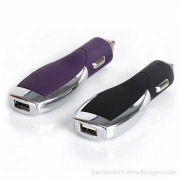 USB Car Chargers for PDAs, MP3 Players and Mobile Phones, with 5V, 0.5-2A Output